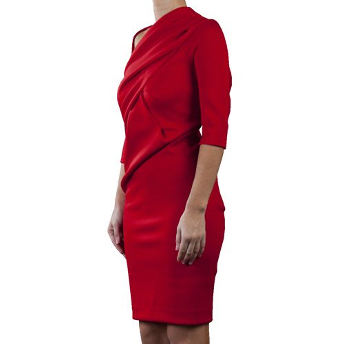 Rochie decolteu asimetric în purpuriu