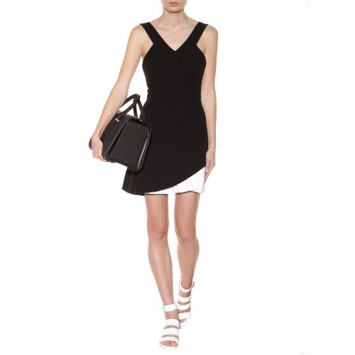 Rochie alb-negru mătase și lână